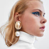 Alloy Pearl Metal Earrings Geometric Fashion Retro Style