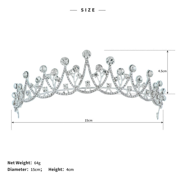 Alloy Pearl Rhinestone Flower Cake Crown For Adult Women Electroplated Wedding Bridal Hair Accessories