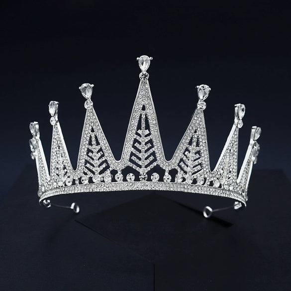 Alloy Pearl Rhinestone Flower Cake Crown For Adult Women Electroplated Wedding Bridal Hair Accessories