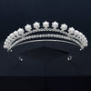 Alloy Pearl Rhinestone Flower Cake Crown For Adult Women Electroplated Wedding Bridal Hair Accessories