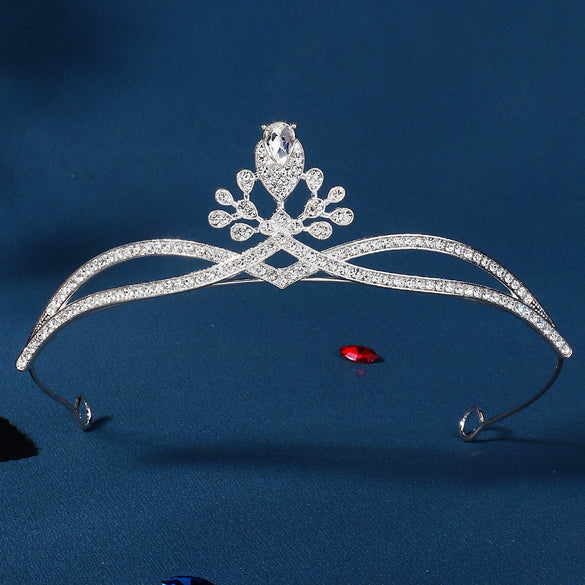 Alloy Pearl Rhinestone Flower Cake Crown For Adult Women Electroplated Wedding Bridal Hair Accessories