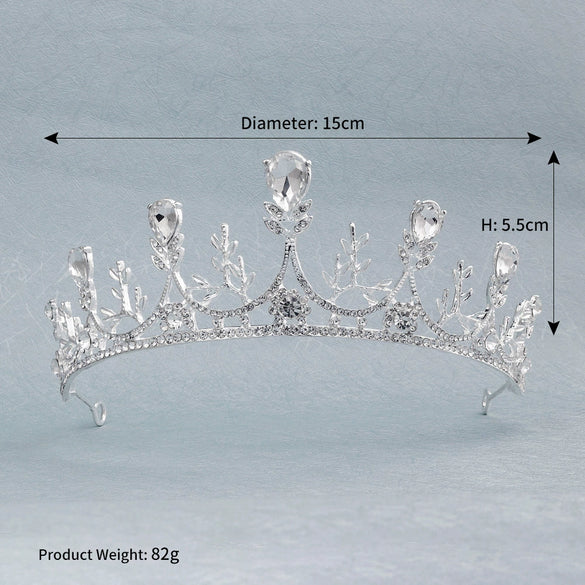 Alloy Pearl Rhinestone Flower Cake Crown For Adult Women Electroplated Wedding Bridal Hair Accessories