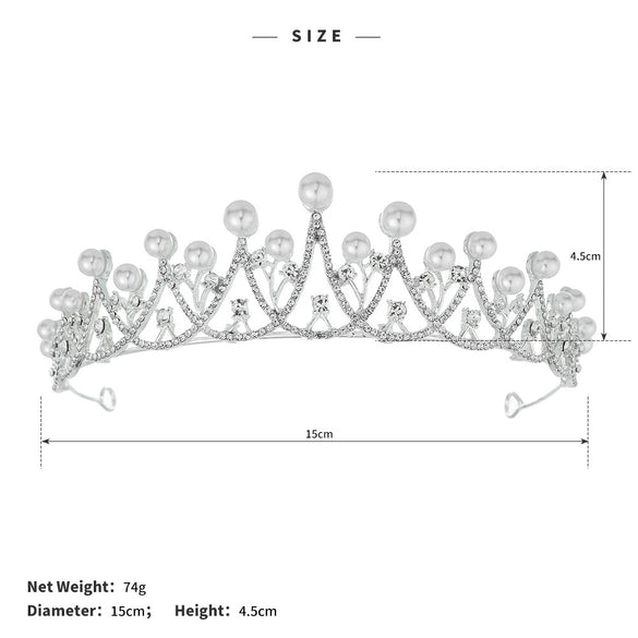 Alloy Pearl Rhinestone Flower Cake Crown For Adult Women Electroplated Wedding Bridal Hair Accessories