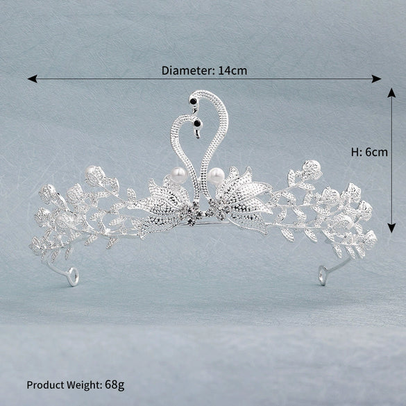 Alloy Pearl Rhinestone Flower Cake Crown For Adult Women Electroplated Wedding Bridal Hair Accessories