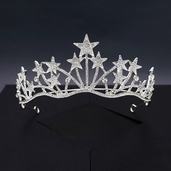 Alloy Pearl Rhinestone Flower Cake Crown For Adult Women Electroplated Wedding Bridal Hair Accessories