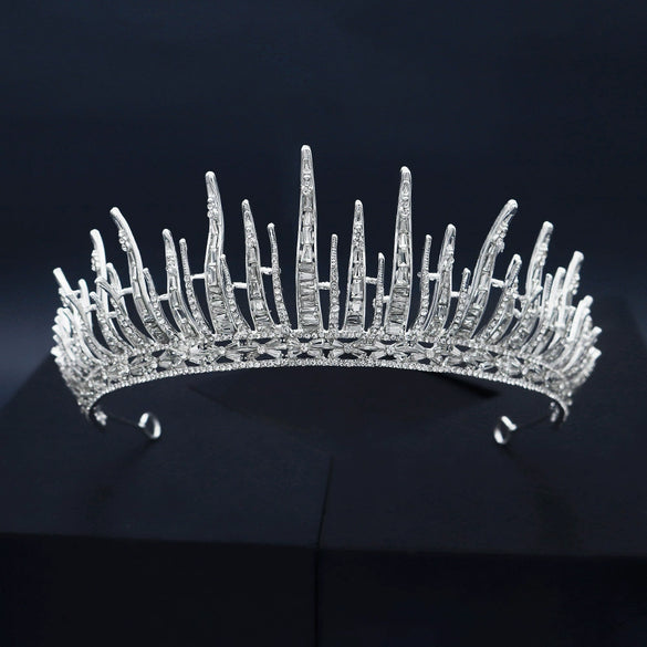 Alloy Pearl Rhinestone Flower Cake Crown For Adult Women Electroplated Wedding Bridal Hair Accessories