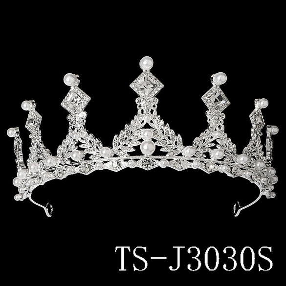 Alloy Pearl Rhinestone Flower Cake Crown For Adult Women Electroplated Wedding Bridal Hair Accessories