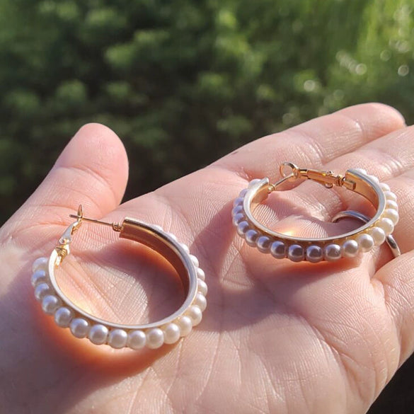 Alloy Pearl Round Electroplating Earrings Wholesale