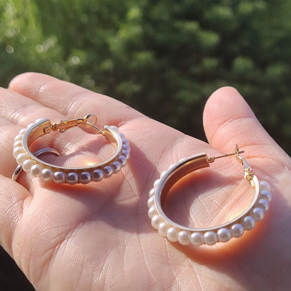 Alloy Pearl Round Electroplating Earrings Wholesale