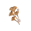 Alloy Pearl Women's Minimalist Flower Shaped Electroplated Ginkgo Leaf Antiexposure Coat Brooch