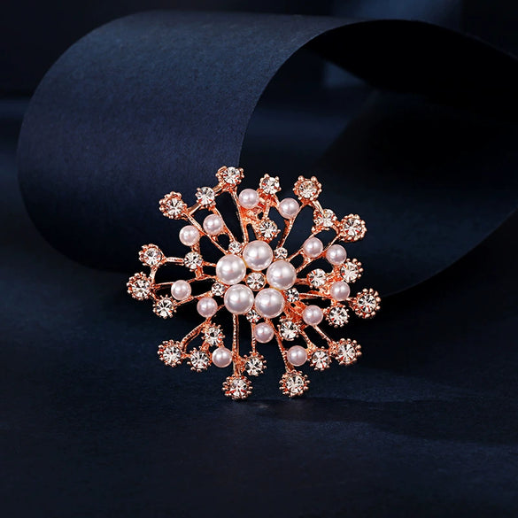 Alloy Pearl Women's Natural Style Flower Pattern Electroplated Brooch Wholesale Accessories