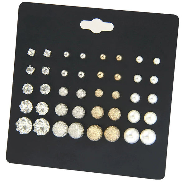 Alloy Pearl Zircon Earrings For Women Electroplating Jewelry