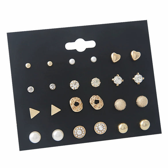 Alloy Pearl Zircon Earrings For Women Electroplating Jewelry