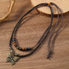 Alloy Pendant Butterfly Necklace Retro Braided Rope Handmade Beaded Multi Layer Unisex