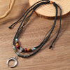 Alloy Pendant Butterfly Necklace Retro Braided Rope Handmade Beaded Multi Layer Unisex