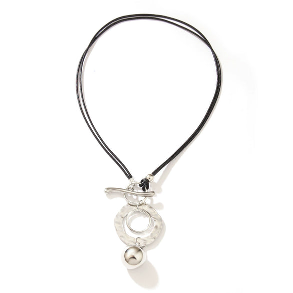 Alloy Pendant Leather Wax Thread Chain Geometric Minimalist Design Electroplating Fashion Necklace