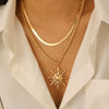 Alloy Pendant Necklace Electroplating Minimalist Style Sunflower Flame Design Unisex