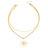 Alloy Pendant Necklace Electroplating Minimalist Style Sunflower Flame Design Unisex
