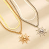 Alloy Pendant Necklace Electroplating Minimalist Style Sunflower Flame Design Unisex