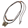 Alloy Pendant Necklace Retro Braided Rope Handmade Beaded Multi Layer Unisex Accessories