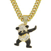 Alloy Pendant Necklace With Diamondencrusted Geometric Dancing Panda Design For Men