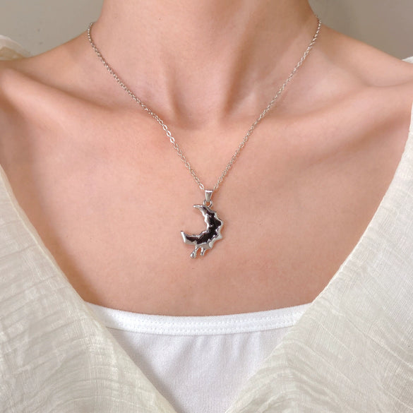 Alloy Pendant Necklace With Irregular Lava Moon Star Design Electroplated For Women