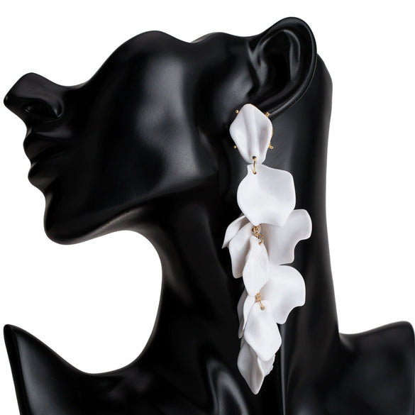 Alloy Petals Pattern Spraypainted Multilayer Tassel Earrings For Women