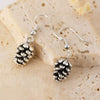 Alloy Pine Cone Pendant Earrings And Necklace Set With Electroplating For Women