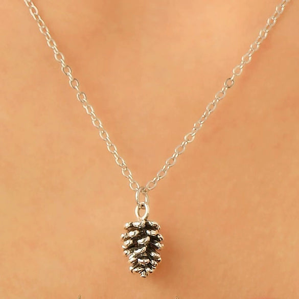Alloy Pine Cone Pendant Earrings And Necklace Set With Electroplating For Women