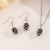 Alloy Pine Cone Pendant Earrings And Necklace Set With Electroplating For Women