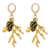 Alloy Pine Cone Pendant Earrings And Necklace Set With Electroplating For Women