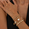 Alloy Plated Starfish And Scallop Shell Imitation Pearl Chain Finger Bracelet With Colorful Rhinestone Details