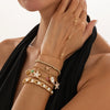 Alloy Plated Starfish And Scallop Shell Imitation Pearl Chain Finger Bracelet With Colorful Rhinestone Details