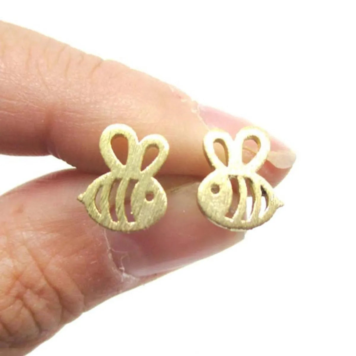 Alloy Plating Plane Hollow Bee Stud Earrings Nhcu149848