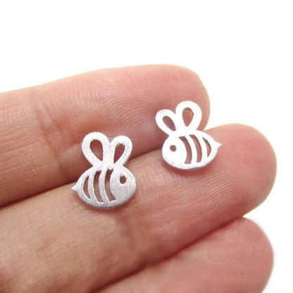 Alloy Plating Plane Hollow Bee Stud Earrings Nhcu149848