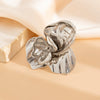 Alloy Pleated Flower Asymmetrical Stereo Ring With Electroplating