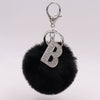 Alloy Plush Key Chain With Diamondencrusted English Letter And Fur Ball Modern Simplicity Style