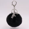 Alloy Plush Key Chain With Diamondencrusted English Letter And Fur Ball Modern Simplicity Style