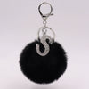 Alloy Plush Key Chain With Diamondencrusted English Letter And Fur Ball Modern Simplicity Style