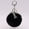 Alloy Plush Key Chain With Diamondencrusted English Letter And Fur Ball Modern Simplicity Style