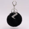 Alloy Plush Key Chain With Diamondencrusted English Letter And Fur Ball Modern Simplicity Style