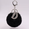 Alloy Plush Key Chain With Diamondencrusted English Letter And Fur Ball Modern Simplicity Style