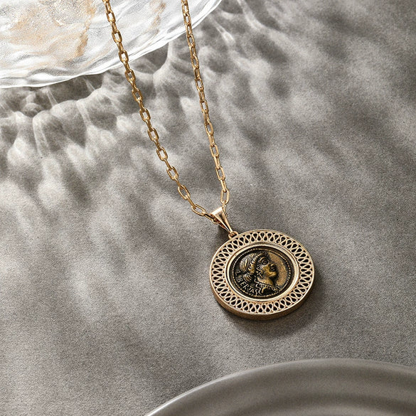 Alloy Portrait Geometric Jewelry Set With Electroplating Necklace And Earrings