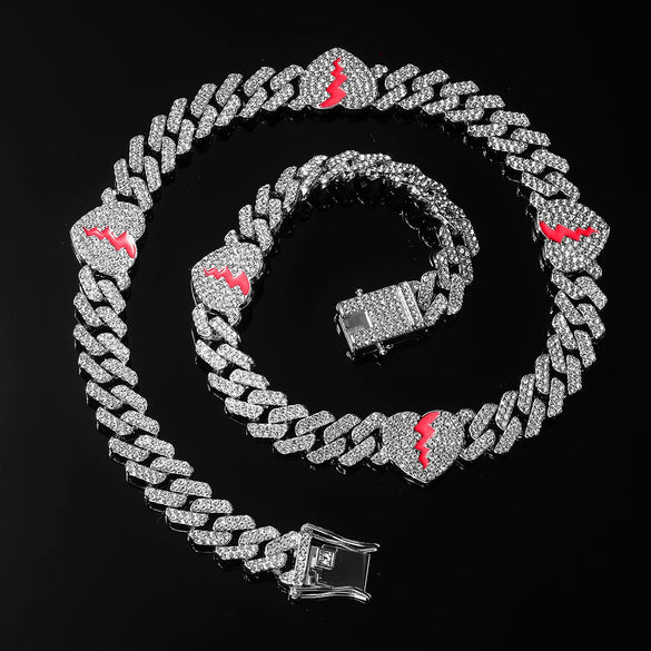 Alloy Punk Geometric Diamond Cuban Chain Necklace For Men