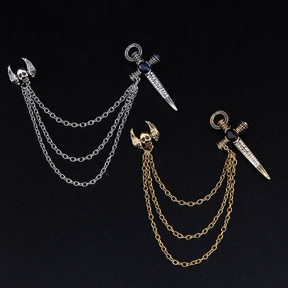 Alloy Punk Geometric Skull Badge Wings Sword Vampire Brooch Collar Pin With Electroplating