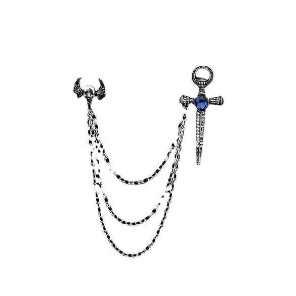 Alloy Punk Geometric Skull Badge Wings Sword Vampire Brooch Collar Pin With Electroplating
