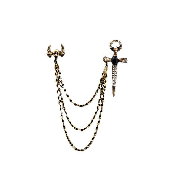 Alloy Punk Geometric Skull Badge Wings Sword Vampire Brooch Collar Pin With Electroplating