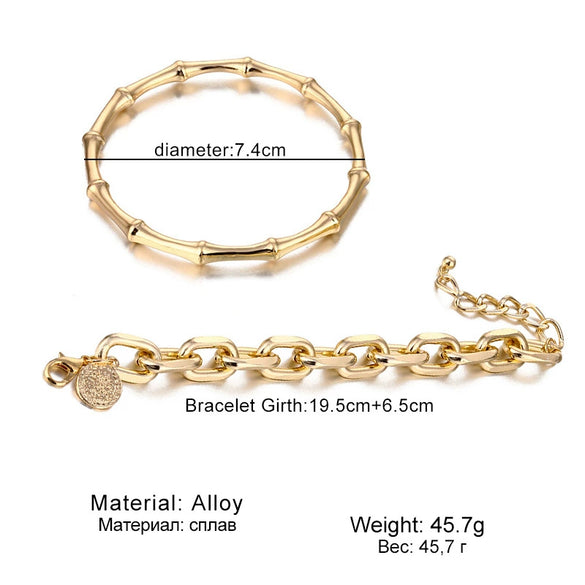 Alloy Punk Retro Bamboo Joint And Round Coin Pendant Women's Bracelet With Electroplating