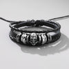 Alloy Punk Skull Handmade Unisex Leather Woven Bracelet