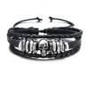 Alloy Punk Skull Handmade Unisex Leather Woven Bracelet